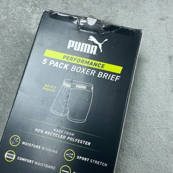 Puma Sportluxe 5-Pack Performance Boxer Briefs Mens M Moisture Wicking a1451 - Picture 2 of 5